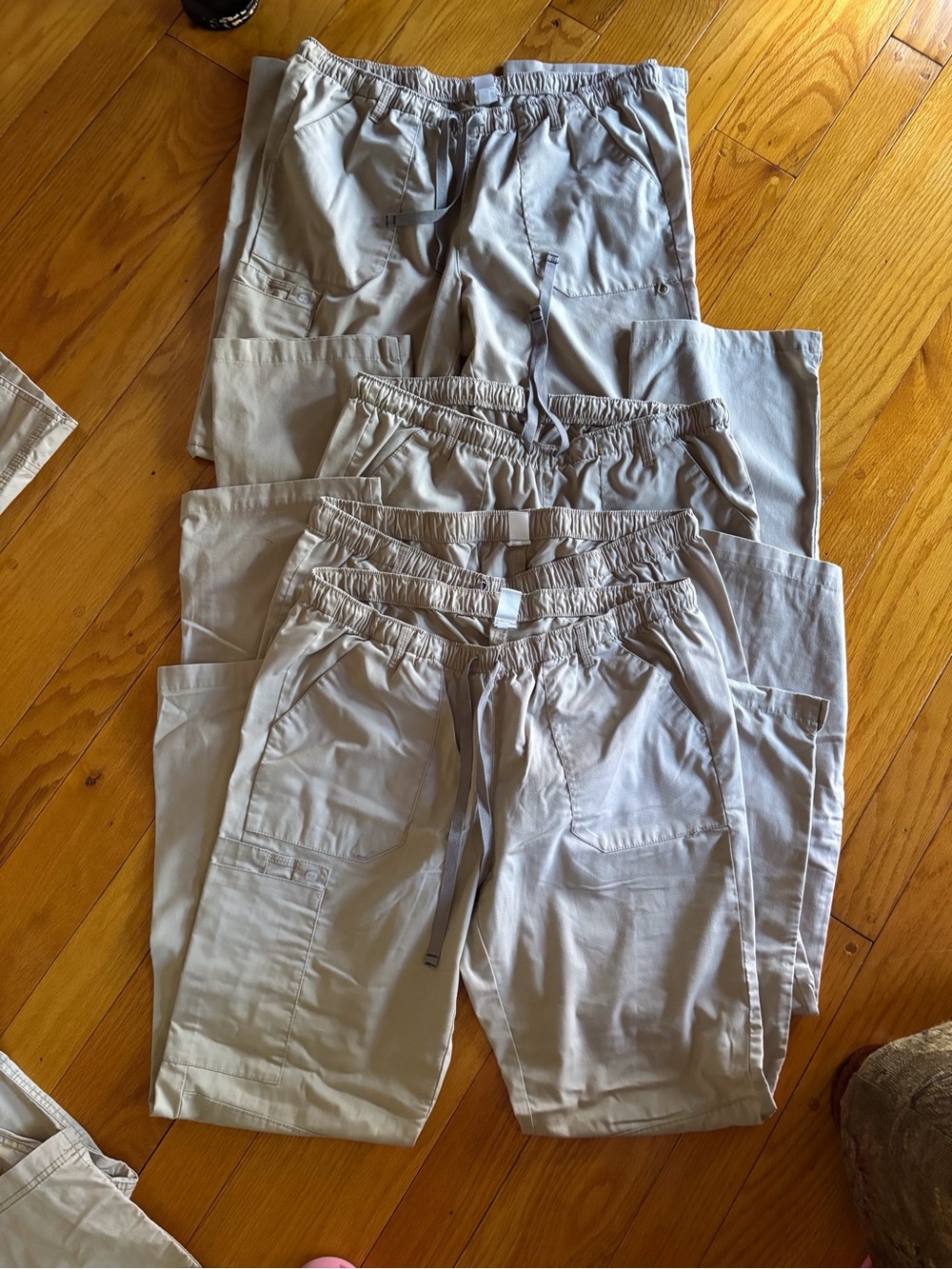 WonderWink Women's Beige Elastic-Waist Cargo Pants Style #504